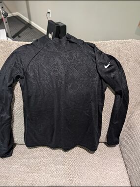 Nike Dri-fit Black Long Sleeve Athletic Top with Snakeskin Print